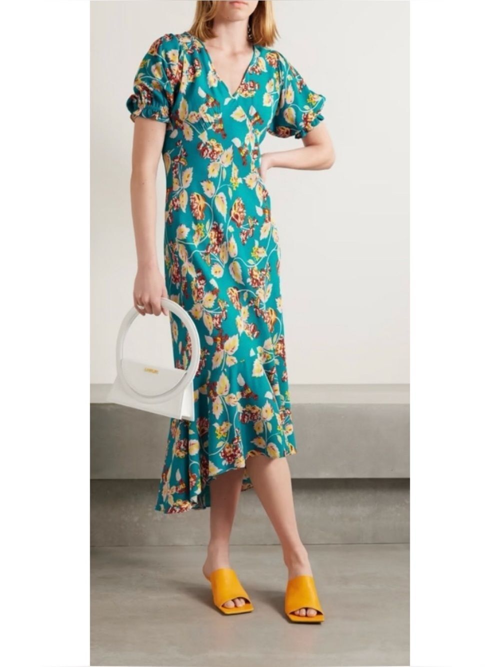 Diane von Furstenberg Orla Floral Print Dress in Birtwell Cloud Size 14 ~ NWT